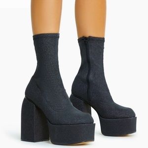 EGO Black Platform Sock Boots